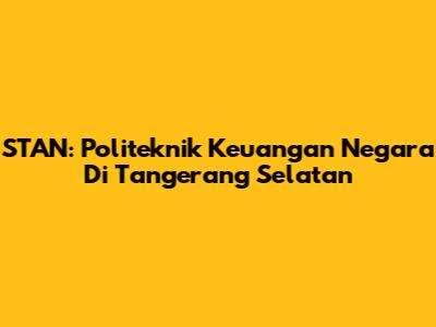 STAN: Politeknik Keuangan Negara Di Tangerang Selatan