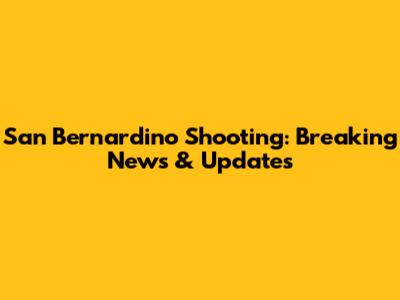 San Bernardino Shooting: Breaking News & Updates