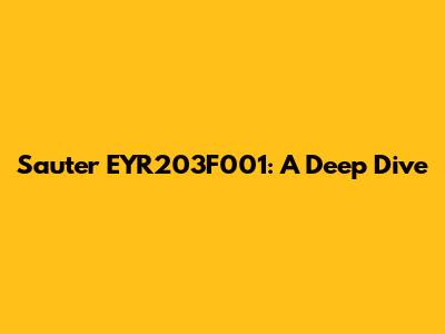 Sauter EYR203F001: A Deep Dive