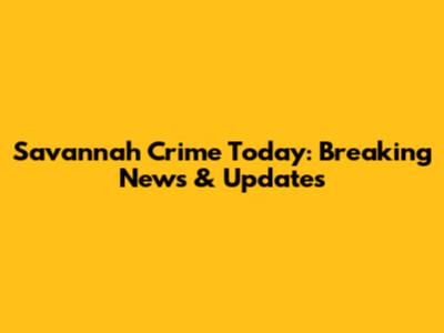 Savannah Crime Today: Breaking News & Updates