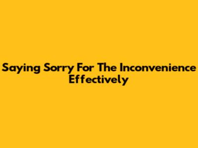 Saying 'Sorry For The Inconvenience' Effectively