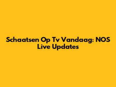 Schaatsen Op Tv Vandaag: NOS Live Updates