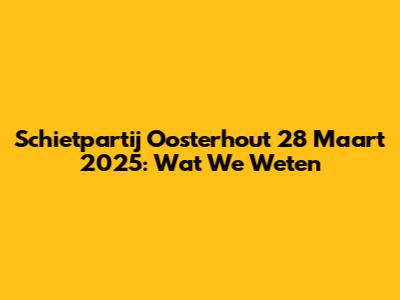 Schietpartij Oosterhout 28 Maart 2025: Wat We Weten