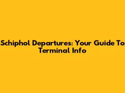 Schiphol Departures: Your Guide To Terminal Info