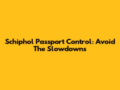 Schiphol Passport Control: Avoid The Slowdowns