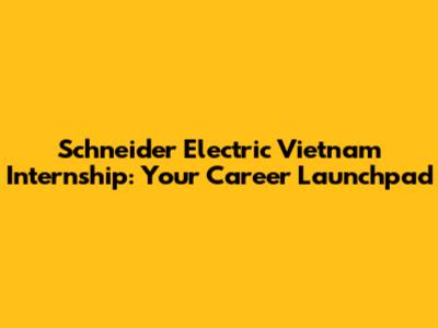 Schneider Electric Vietnam Internship: Your Career Launchpad