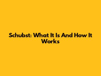 Schubst: What It Is And How It Works