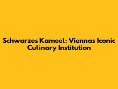 Schwarzes Kameel: Vienna's Iconic Culinary Institution