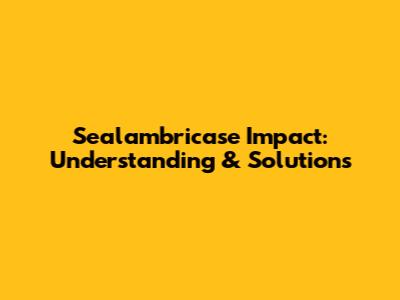 Sealambricase Impact: Understanding & Solutions