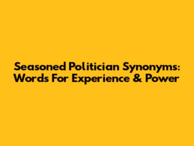 Seasoned Politician Synonyms: Words For Experience & Power