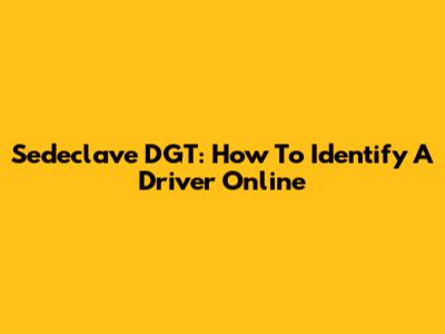 Sedeclave DGT: How To Identify A Driver Online