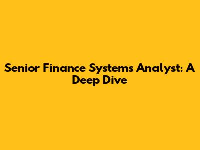 Senior Finance Systems Analyst: A Deep Dive