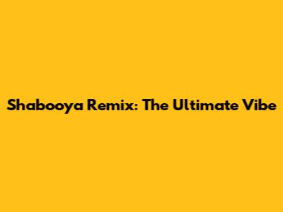 Shabooya Remix: The Ultimate Vibe