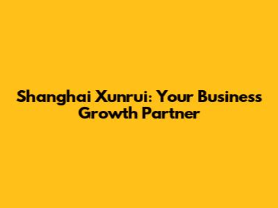 Shanghai Xunrui: Your Business Growth Partner