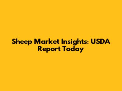 Sheep Market Insights: USDA Report Today