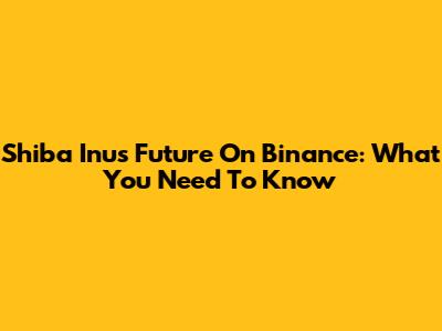 Shiba Inu's Future On Binance: What You Need To Know