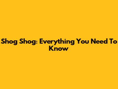 Shog Shog: Everything You Need To Know