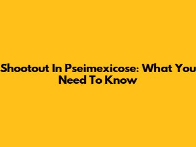 Shootout In Pseimexicose: What You Need To Know