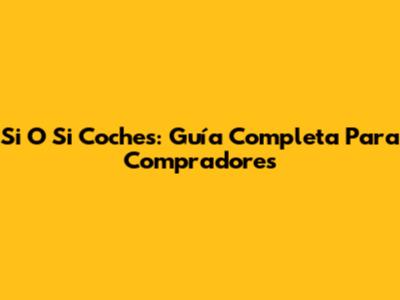 Si O Si Coches: Guía Completa Para Compradores