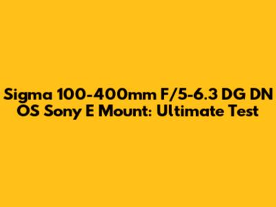 Sigma 100-400mm F/5-6.3 DG DN OS Sony E Mount: Ultimate Test