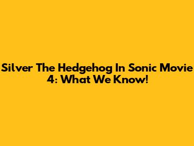 Silver The Hedgehog In Sonic Movie 4: What We Know!
