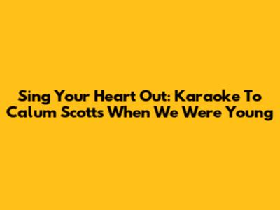 Sing Your Heart Out: Karaoke To Calum Scott's 'When We Were Young'