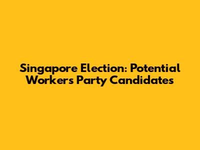 Singapore Election: Potential Workers' Party Candidates