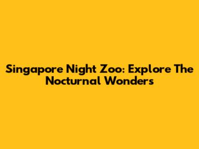 Singapore Night Zoo: Explore The Nocturnal Wonders