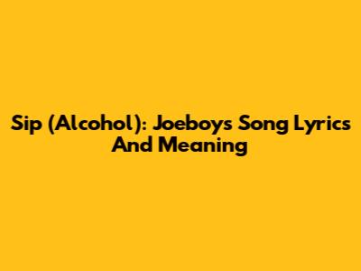 Sip (Alcohol): Joeboy's Song Lyrics And Meaning
