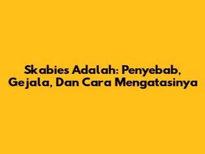 Skabies Adalah: Penyebab, Gejala, Dan Cara Mengatasinya