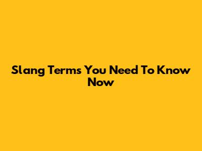 Slang Terms You Need To Know Now