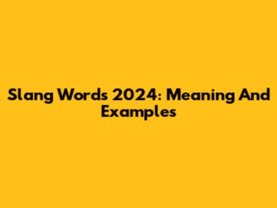 Slang Words 2024: Meaning And Examples