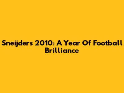 Sneijder's 2010: A Year Of Football Brilliance