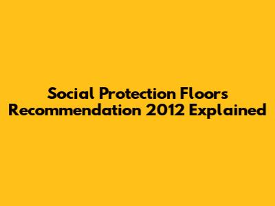 Social Protection Floors Recommendation 2012 Explained