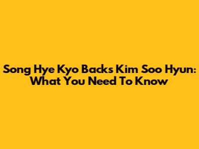 Song Hye Kyo Backs Kim Soo Hyun: What You Need To Know