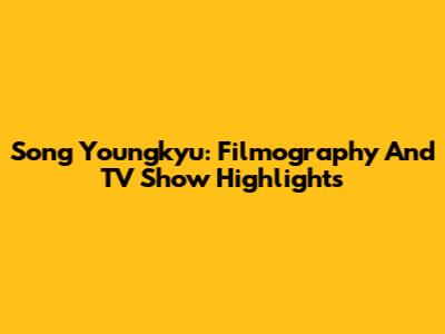 Song Youngkyu: Filmography And TV Show Highlights