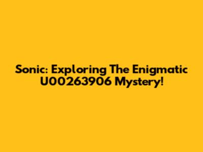Sonic: Exploring The Enigmatic U00263906 Mystery!