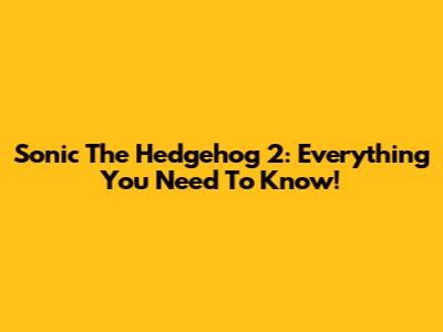 Sonic The Hedgehog 2: Everything You Need To Know!