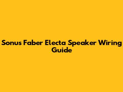Sonus Faber Electa Speaker Wiring Guide
