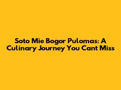 Soto Mie Bogor Pulomas: A Culinary Journey You Can't Miss
