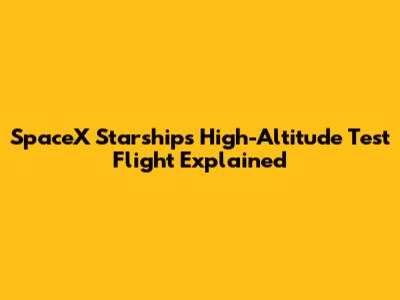 SpaceX Starship's High-Altitude Test Flight Explained