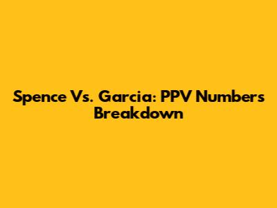 Spence Vs. Garcia: PPV Numbers Breakdown