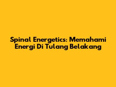 Spinal Energetics: Memahami Energi Di Tulang Belakang