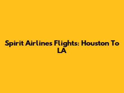 Spirit Airlines Flights: Houston To LA