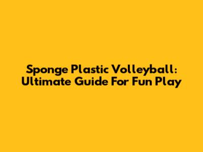 Sponge Plastic Volleyball: Ultimate Guide For Fun Play