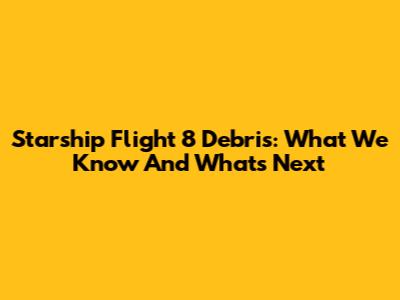 Starship Flight 8 Debris: What We Know And What's Next