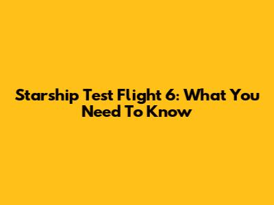 Starship Test Flight 6: What You Need To Know