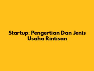 Startup: Pengertian Dan Jenis Usaha Rintisan