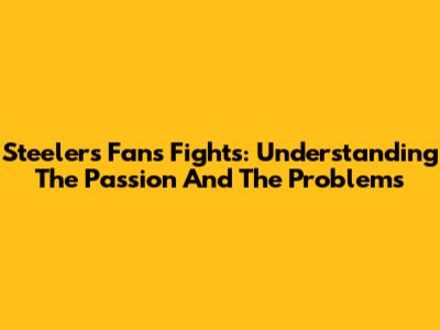 Steelers Fans' Fights: Understanding The Passion And The Problems