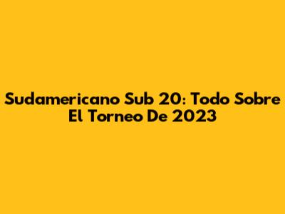 Sudamericano Sub 20: Todo Sobre El Torneo De 2023